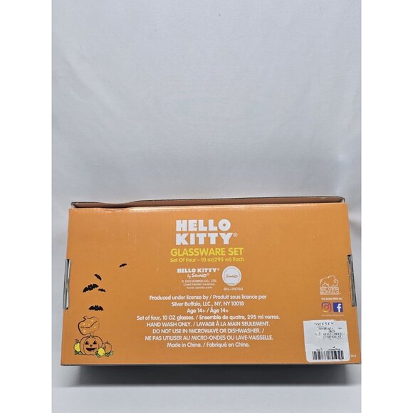 HELLO KITTY HALLOWEEN Set Of Four 10 oz(295 ml) Each Glass Cups - Picture 7 of 10